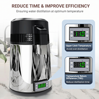 Distillateur d'eau domestique de comptoir 4L 750W, intérieur en acier inoxydable, machine de distillation grise, purificateur d'eau pure avec filtre