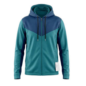 Sudadera con Capucha de Dos Tonos para Hombre, Sudadera de Alta Calidad con Paneles en Contraste, Chaqueta Informal con Capucha y Cremallera Completa - Product Image 1