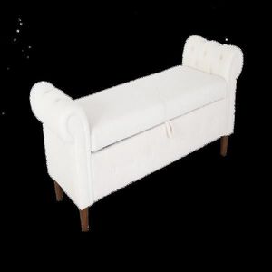 Sgabello Rettangolare Multifunzionale Beige per Camera da Letto con Funzione di Stoccaggio e Comfort - Product Image 4