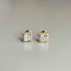 Pendientes de Diamante Cultivado en Laboratorio con Corte Princesa de 1.01CT, Oro Sólido de 14K, Joyería Delicada para Boda, Regalo para Enamorados, Estilo Moissanita - Product Image 6
