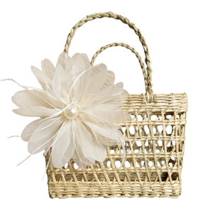 Sac à main d'été haut de gamme en paille et jonc de mer pour femme avec doublure douce et poignée tressée, idéal pour les voyages - Product Image 1