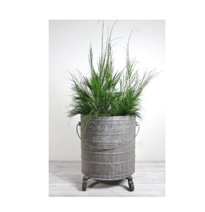 Jardinière en métal galvanisé au design attrayant avec poignées en corde pour la maison, le patio, le jardin, ensemble de jardinières ovales décoratives pour fleurs - Product Image 4