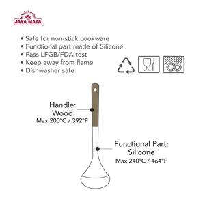 <b>Silicone</b> Cooking Ladle with Wooden Handle Heat Resistant Non Scratch Oven Safe Utensil for Soup Stirring and Serving - Product Image 3