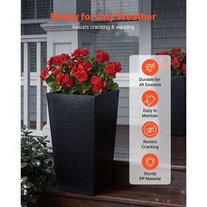 Ensemble de 2 pots de fleurs modernes en plastique de 22 pouces de hauteur pour plantes d'intérieur/extérieur, pour véranda avant, plantes d'intérieur/extérieur - Product Image 2