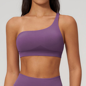 Débardeur de yoga contrasté pour femme avec soutien-gorge de sport push-up, bretelles convertibles, extensible, respirant, antichoc, pour le fitness - Product Image 1