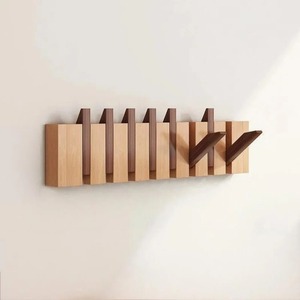 <b>Wood</b> Wall Mounted Coat Rack 8 Hooks Minimalist Style for <b>Clothing</b> Drill Installation - Product Image 3
