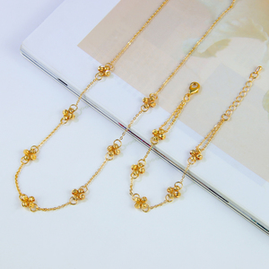Collar de Cuentas de Oro Sencillas, Juego de 3 Piezas, Venta al por Mayor, Oro de 21k, Diseño Elegante, Joyería de Boda para Mujeres de Oriente Medio - Product Image 3