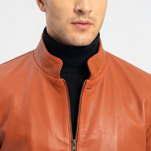 <b>Men's</b> Vintage Leather Jacket Button Down <b>Long</b> Sleeve Street Fashion Leather Jacket <b>Men</b> Manufacture Vintage Zipper Leather <b>Coat</b> - Product Image 5