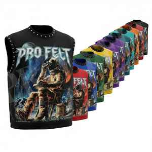 Whole Sale Cheap Price Breathable Fleece High Quality Custom Printed Cotton Casual Streetwear Summer Workout Sleeveless T Shirts - Product Image 1