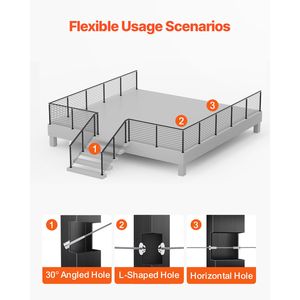 Confezione da 1 Palo per Ringhiera in Acciaio Inox 42x1x2 Pollici per Terrazze e Scale, Pre-Forato, Dispositivi di Assistenza per Disabili - Product Image 6