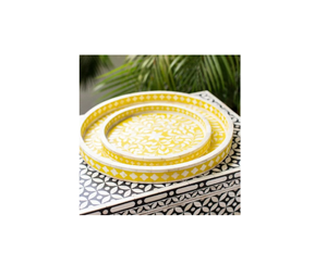 Bandeja con incrustaciones de hueso de diseño maravilloso, bandeja de servir colorida con incrustaciones de hueso y asa, bandejas decorativas a precio de fábrica al por mayor. - Product Image 1