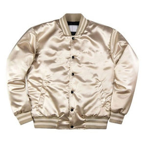 <b>Men's</b> Navy Satin Varsity Jacket Regular Fit Stand Collar Covered Button Closure Solid Color Casual Style <b>Winter</b> Waterproof - Product Image 2