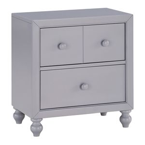 Comodino Moderno Grigio con Piedini Torniti e Cassetti con Pomelli in Legno - per Camere da Letto Contemporanee - Product Image 4