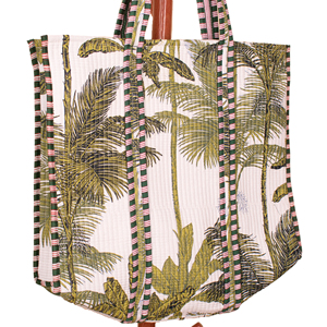 Bolso Tote de Algodón Estampado con Palmeras, Hecho a Mano en India, Bolso de Hombro Bohemio para Mujer, para Gimnasio, Playa, Uso Casual - Product Image 6