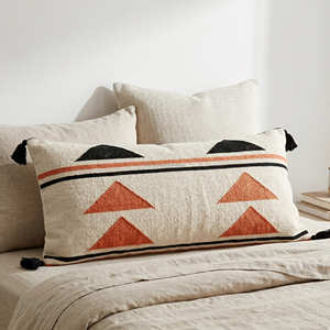 Neutral Designer Kilim <b>Bench</b> Pillow Cover with Tribal Triangle Design for Organic Modern & Farmhouse Interiors - Product Image 2