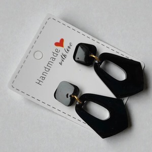 Pendientes de Resina Geométricos Negros Hechos a Mano, Joyería de Moda con Detalles en Dorado - Product Image 6