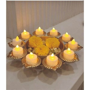 Handcrafted Decorative Brass Finish Lotus Urli Bowl Traditional Indian Festive Decor Luxury <b>Flower</b> Pot for Hotel Home Decoration - Product Image 3
