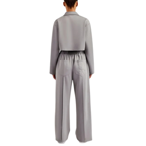 <b>Womens</b> Cropped Full Zip Tracksuit Set Stand Collar Sleeve <b>Stripes</b> Wide Leg <b>Trousers</b> Drawstring Waist Two Piece Streetwear Outfit - Product Image 2
