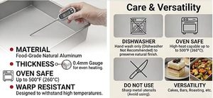 Aluminium Coated Bread Mould Baking <b>Cake</b> Brownie Silver Square Baking Tray Pan 12 X <b>10</b> X 2.5 <b>Inch</b> Heavy Duty Oven Safe - Product Image 5
