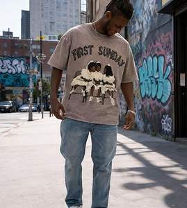 T-shirt unisexe oversize délavé style vintage streetwear - Product Image 5