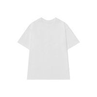 T-shirt bleu à col rond et manches courtes, couleur unie, tissu tricoté, style décontracté, unisexe adulte, coupe classique