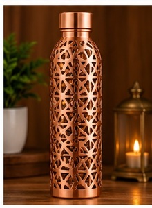 Sanskara Modern Copper <b>Water</b> <b>Bottle</b> with Spiral Twisted Design Leak Proof Portable <b>Metal</b> Drinkware - Product Image 6