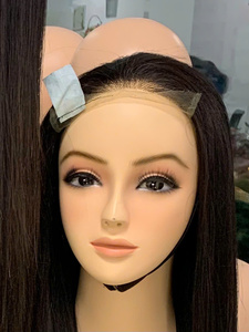 Venta al por mayor de alta calidad Virgen cruda corta recta vietnamita pelo crudo Cierre de encaje peluca negro marrón color claro - Product Image 5