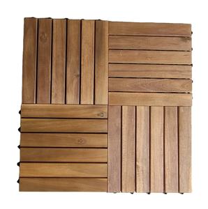 Plancher en bois d'ingénierie en acacia, dalles de terrasse en bois plastique à emboîtement, style bois massif pour meubles d'extérieur - Product Image 1