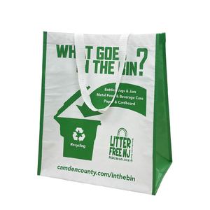Sac de courses réutilisable imprimé sur mesure en tissu non tissé RPET, grande taille, écologique, avec poignées en sangle PP - Product Image 2