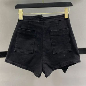 High Waist <b>Cargo</b> <b>Shorts</b> <b>Women</b> Solid Color Denim Button Fly Casual Style Breathable Loose Fit Woven Washed - Product Image 4