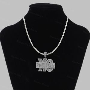 14K <b>Solid</b> <b>Gold</b> No Excuses Letter <b>Pendant</b> 14K <b>Gold</b> Plated Zinc Alloy Bezel Setting Lab Grown Micro Pave Zircon Hip Hop Unisex - Product Image 1