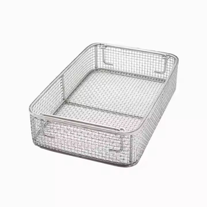 Contenedor de almacenamiento médico manual, bandeja de instrumentos quirúrgicos, cesta de esterilización de malla metálica, proveedor de bandeja de malla fina, fabricante - Product Image 1