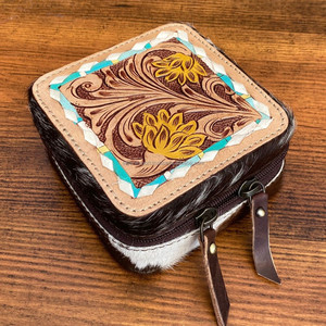 กล่องเครื่องประดับหนังแบบพกพากล่องใส่เครื่องประดับขนาดเล็กสำหรับผู้หญิงกล่องจัดระเบียบเครื่องประดับหนังวัวขนาดเล็กพร้อมกระจก - Product Image 2