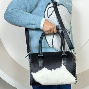 Bolsos de Cuero Vacuno con Pelo, Venta Directa de Fábrica, Bolsos de Viaje de Cuero Genuino de Gran Capacidad para Mujeres y Hombres - Product Image 4