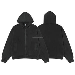 Sudadera con Capucha Estilo Urbano Americano para Hombre, Primavera, Nueva, Lavada, con Cierre, Holgada, de Punto, para Otoño, Personalizable - Product Image 5