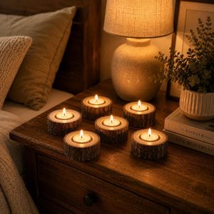 Handmade Durable Wooden <b>Tea</b> Light Holder Rectangle Eco Friendly Christmas Home Decoration - Product Image 6