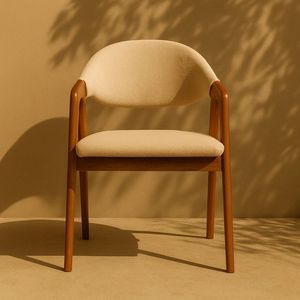 Chaise de salle à manger moderne en bois, chaise d'appoint rembourrée, siège en tissu, fauteuil pour restaurant, hôtel, maison, salle à manger - Product Image 3