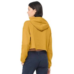 ชุดวอร์มผ้าฟลีซแขนยาวสำหรับผู้หญิง ผ้าฝ้าย 100% สำหรับฤดูหนาว พร้อมฮู้ดครอปปักโลโก้ตามสั่ง - Product Image 3