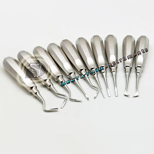 Ensemble de 10 pièces d'élévateurs de racines dentaires avec logo personnalisé Instruments en acier inoxydable avec étui Modèle certifié CE DT-DI-1543 - Product Image 2