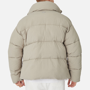 Chaqueta Acolchada Beige para Hombre, Cuello Alto, Cierre de Cremallera, Relleno Grueso de Poliéster, Resistente al Viento, Abrigo Casual de Invierno, Corte Regular - Product Image 4