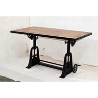 Table à manger en bois multifonction en fonte américaine antique Table industrielle en bois convertible en hauteur réglable Bureau commercial