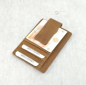 Crazy Horse Washed Leather Vintage Magnetic Clip Snap Card Holder <b>Purse</b> Waiters Wallets See Through Window ID Credit Simple 2026 - Product Image 3