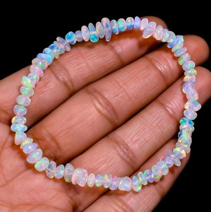 Opal <b>Bracelets</b> Opal Uncut Natural Stone <b>Beads</b> Stretch <b>Bracelet</b> 4-5mm Size 7 Inches Long Multi Color for <b>Men</b>/Women - Product Image 3