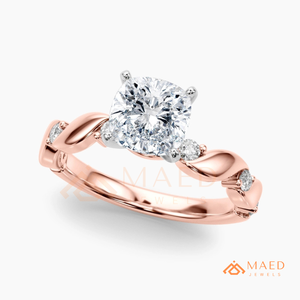 Bague de fiançailles en moissanite taille coussin or rose, diamant de laboratoire, bijoux de mariée pour femme, États-Unis - Product Image 6