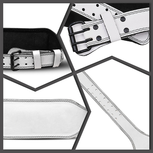 Cinturón de Levantamiento de Pesas Deportivo Fabricado en Pakistán, de Cuero Vacuno, Resistente, Color Blanco, Antideslizante, Unisex, Soporte para la Espalda - Product Image 4