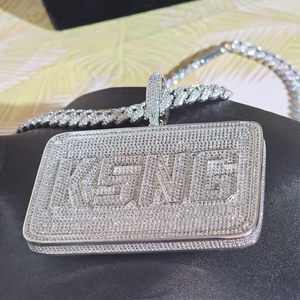 จี้คริสตัลประดับเพชรแบบไมโครเพฟ K5NG เงินแท้ 925 ชุบโรเดียม ตัวอักษรชาร์ม  เครื่องประดับฮิปฮอปสุดหรูสำหรับทุกเพศ - Product Image 5