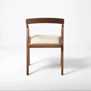 เก้าอี้ทานข้าวไม้สไตล์มินิมอลพร้อมที่วางแขนแบบแกะสลักและเบาะนั่งสบายสำหรับการตกแต่งภายในสไตล์ร่วมสมัย - Product Image 4