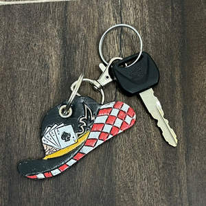 Porte-clés en cuir de vache véritable, artisanal, durable, de qualité supérieure, motif à carreaux, embossé, accessoire rustique de style western pour hommes et femmes - Product Image 5