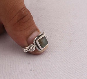Natural <b>Labradorite</b> <b>Ring</b> 925 Sterling Silver Vintage Style Square Cut Blue Fire Gemstone <b>Ring</b> for Women Handcrafted Boho Jewelry - Product Image 1