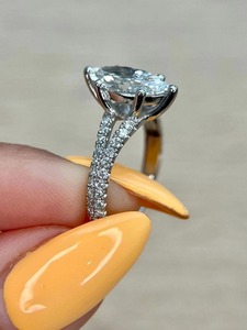 Marquise Cut Diamond Engagement <b>Ring</b> 18K Solid <b>Gold</b> Rhodium Plated Pave Setting Classic Women's Fine Jewelry - Product Image 4